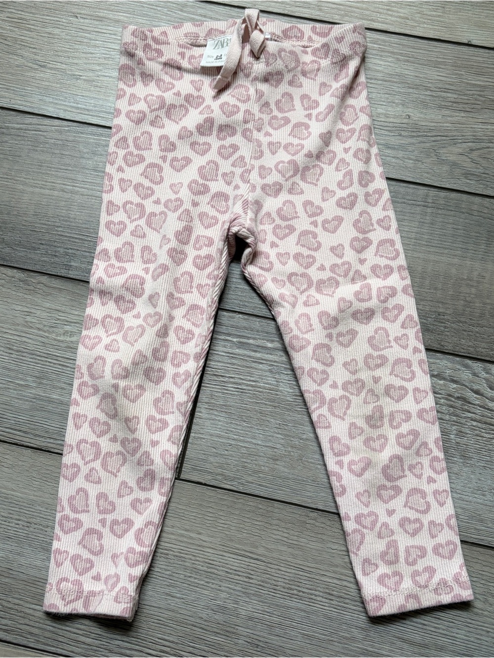 Zara Pink Heart Ribbed Leggings